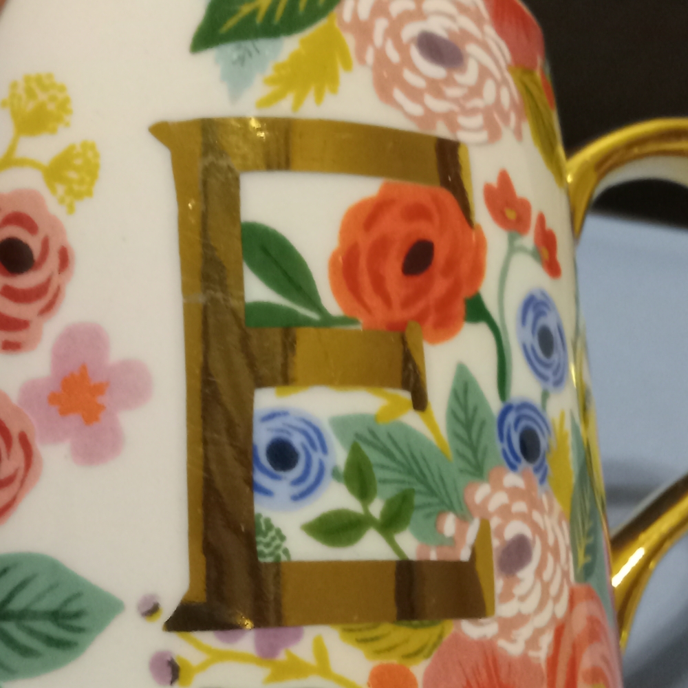 Floral Monogram Mug with Gold Handle - Picture 2 of 5